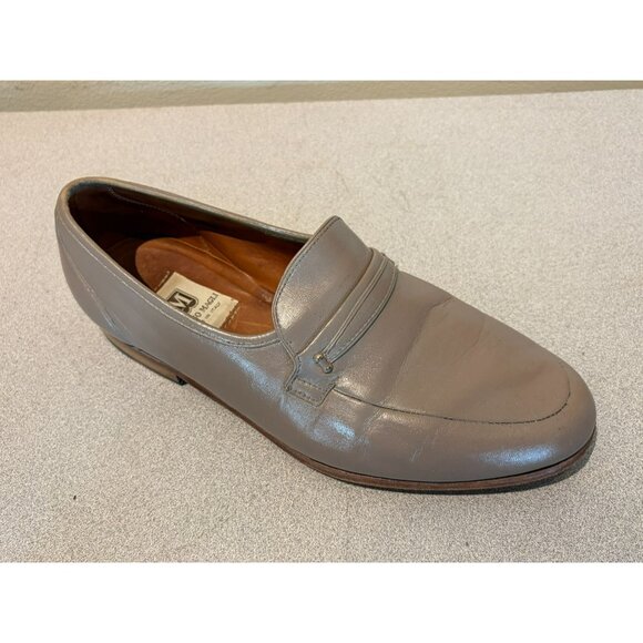Bruno Magli Men\'s Leather Loafers Size 8.5 W, Made in Italy Taupe Slip-On Shoes main image 16
